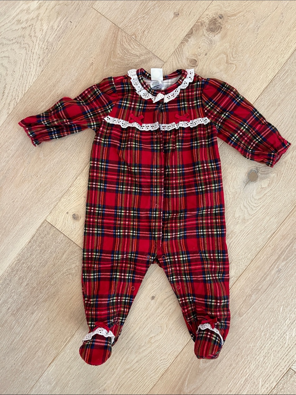 LITTLE ME Classic Red Plaid Footed One-Piece pajama size 6 months